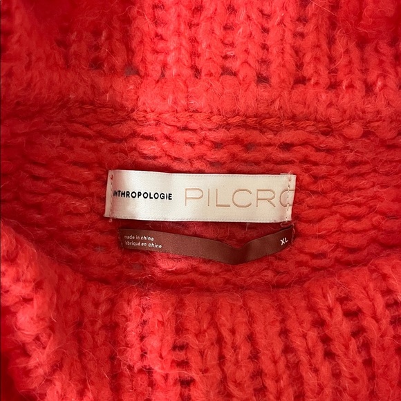 Anthropology Pilcro Vibrant Coral Cowl Neck Sweater - Picture 5 of 11